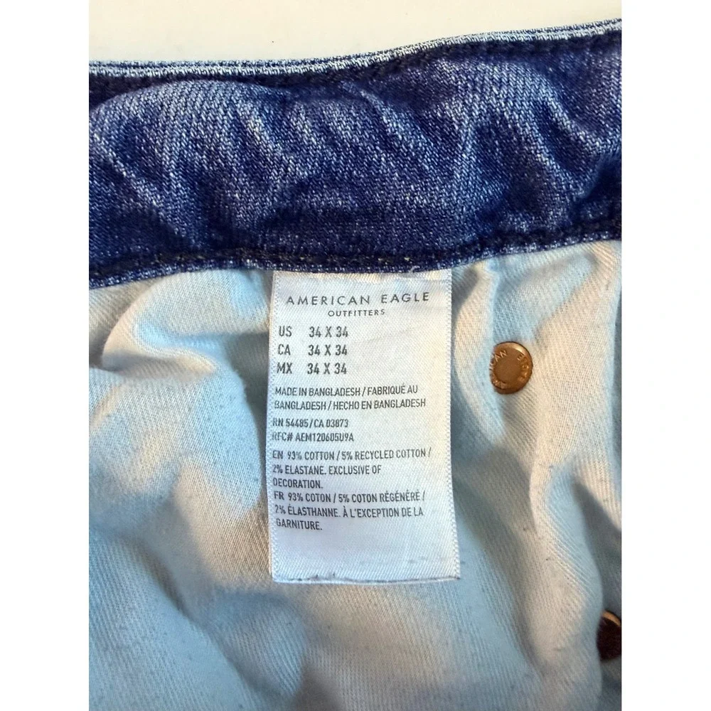 American Eagle Flex Mens 34x34 Medium Wash Straight Leg Denim Jeans Blue